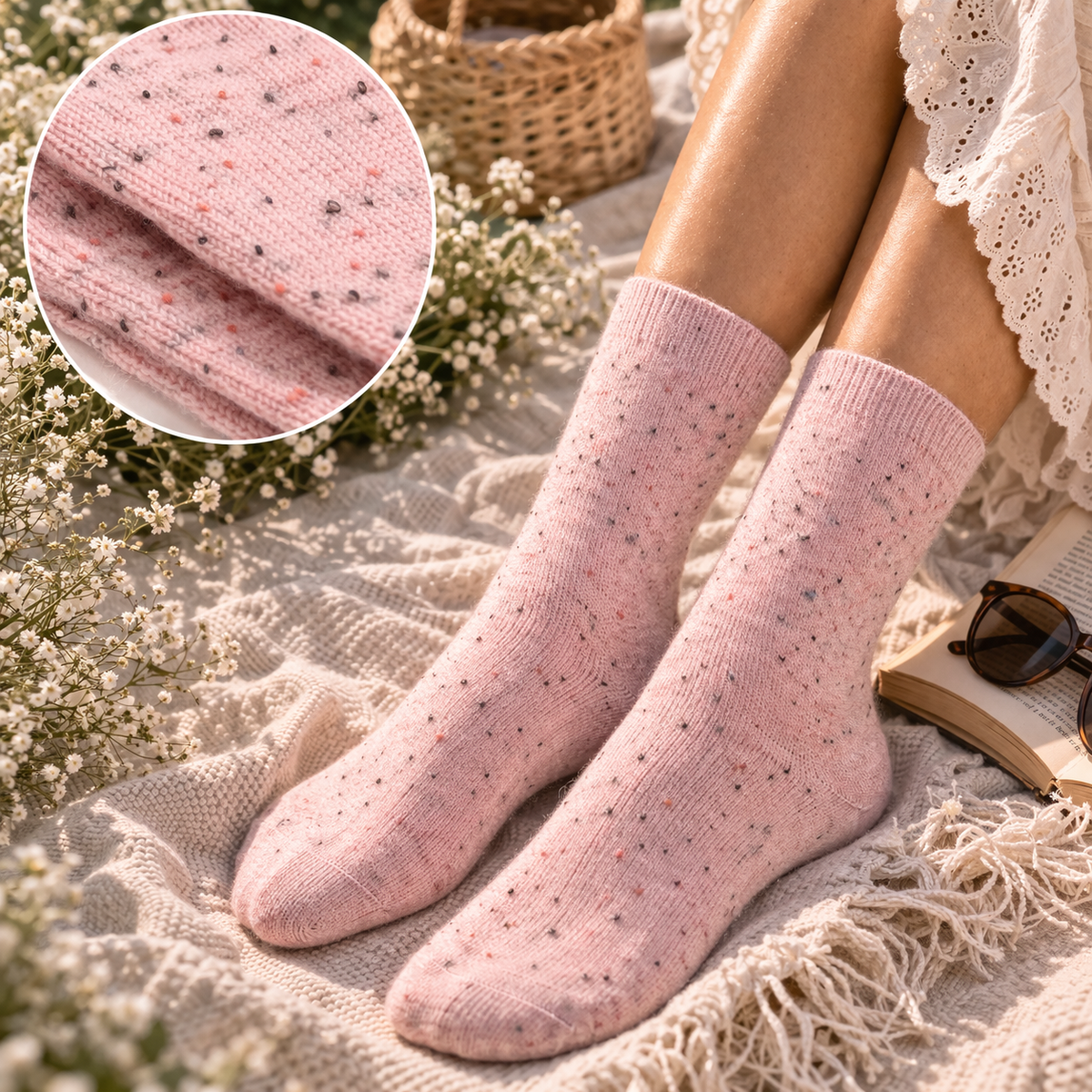 Chaussettes mi-mollet mouchetées - 2 couleurs disponibles