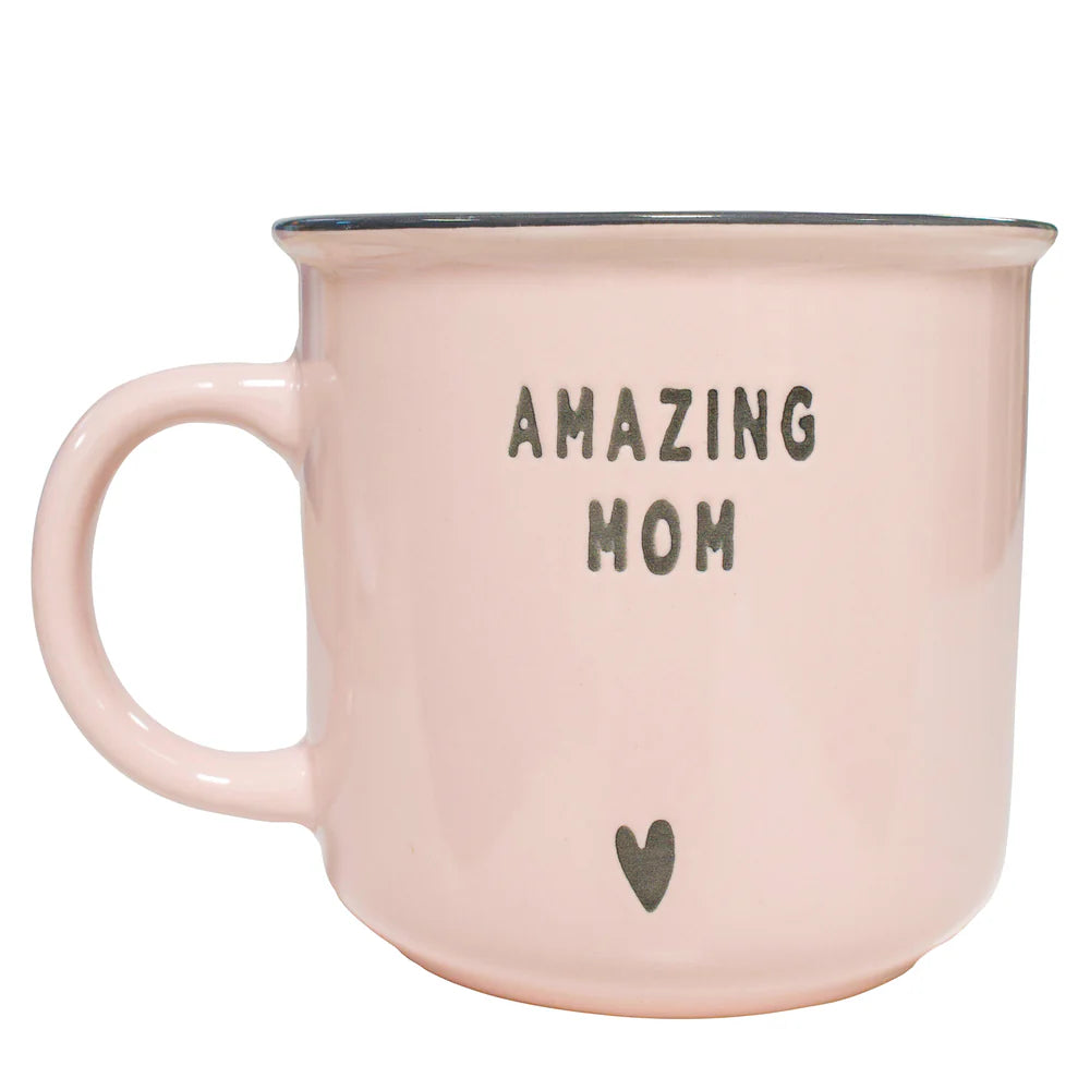 Tasse message bilingue – Maman adorée / Amazing Mom (Rose poudré)