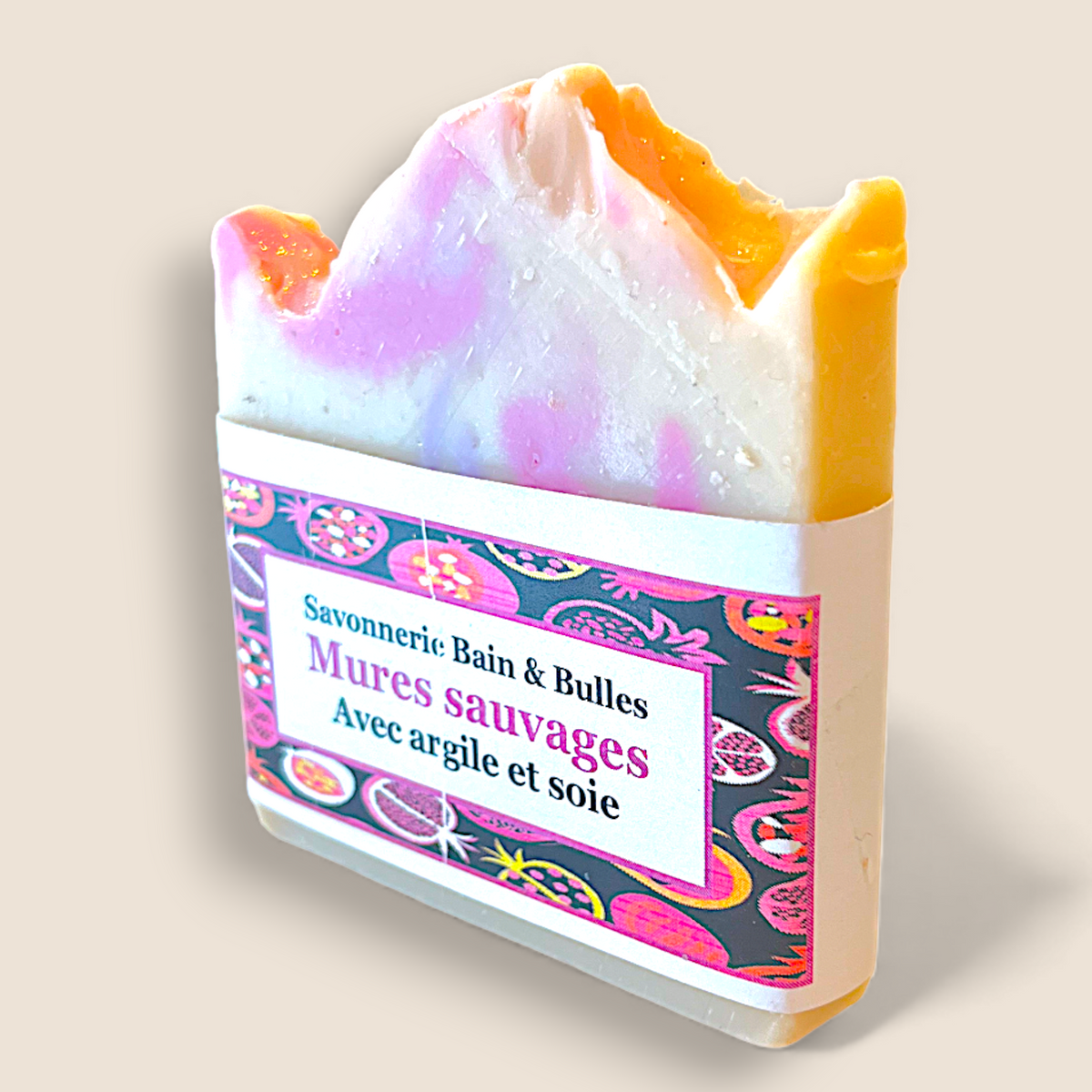Savon en barre artisanal – Mûres sauvages – Argile et soie - Savonnerie Bain & Bulles