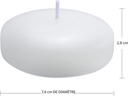 Duo de 2 bougies flottantes blanches flamecan de 3 po, sans parfum. Une lumière douce pour un rituel spa maison ou un coffret cadeau à offrir.