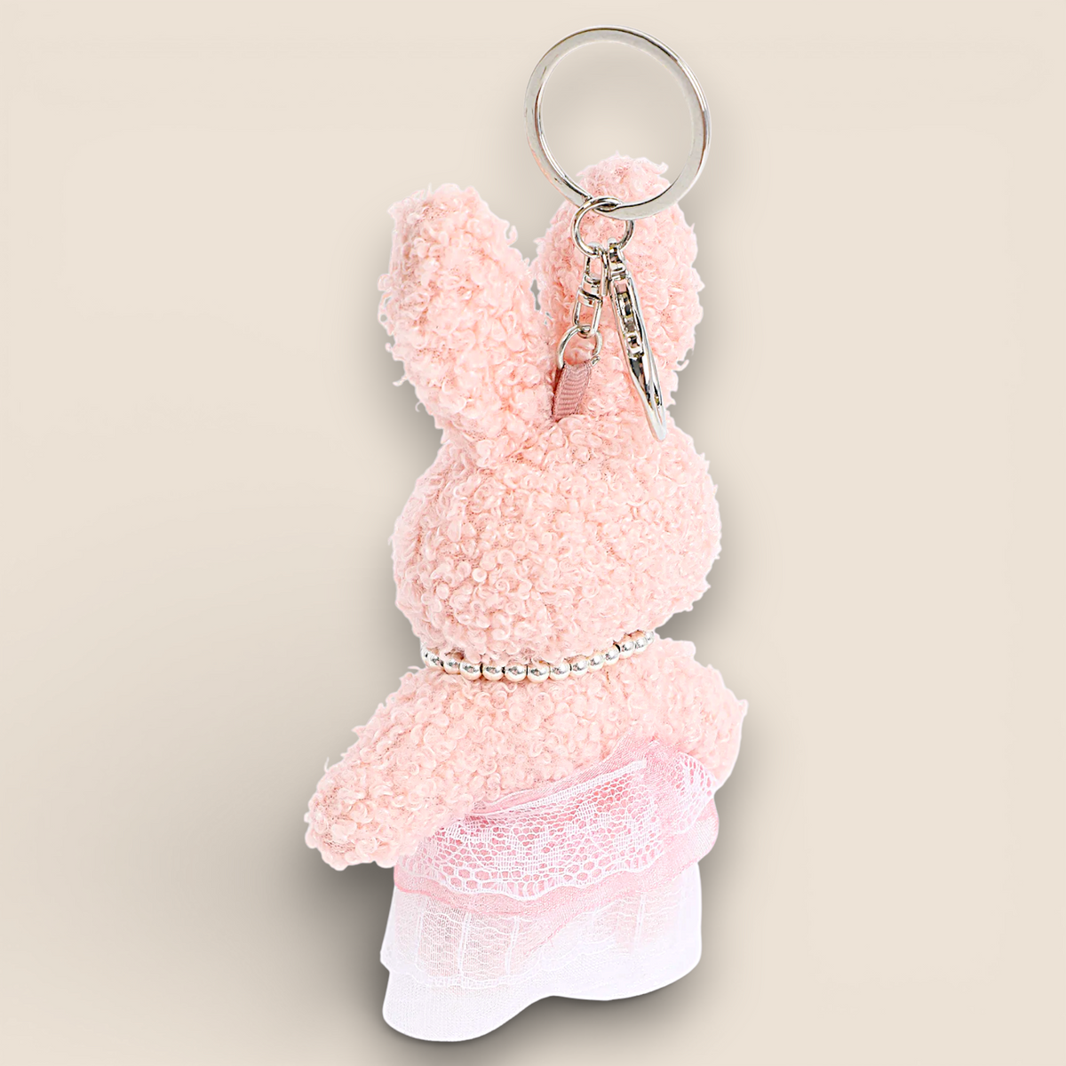Adorable plush bunny keychain – Light pink