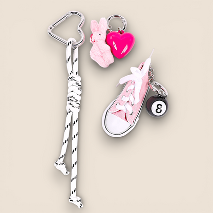 Multi-style charm keychains – Light pink