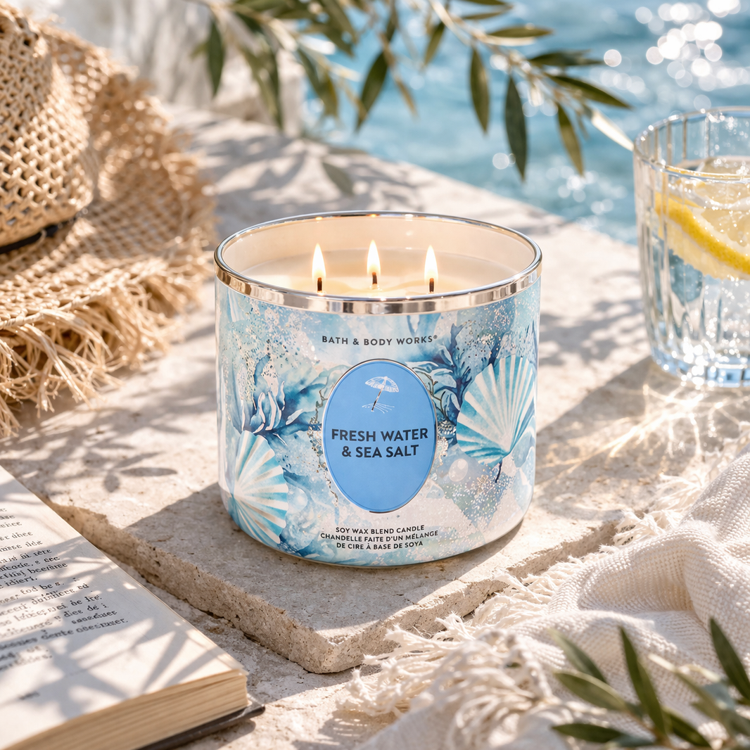Bougie 3 mèches – Fresh Water & Sea Salt - Bath & Body Works