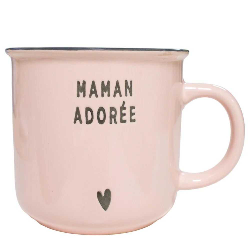 Tasse message bilingue – Maman adorée / Amazing Mom (Rose poudré)