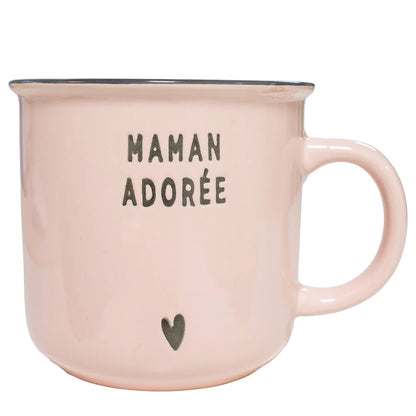 Tasse message bilingue – Maman adorée / Amazing Mom (Rose poudré)