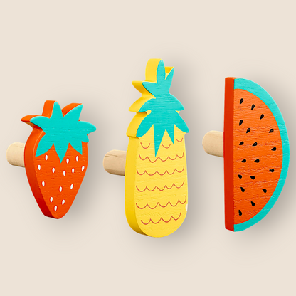 Set of 3 Wall Hooks – Colorful Fruit