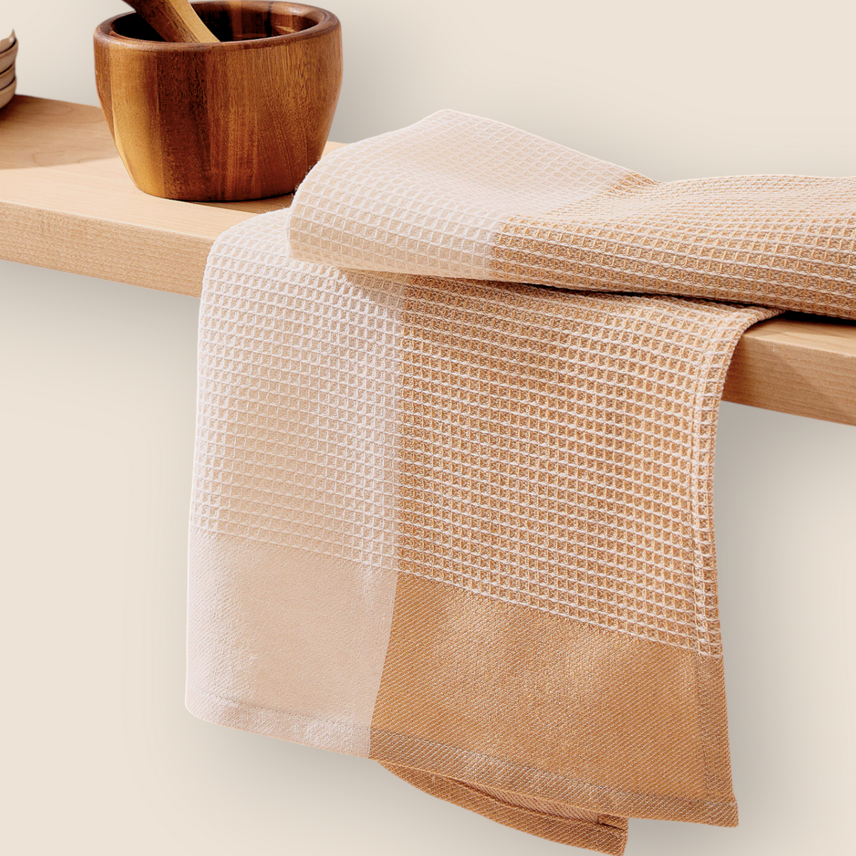Serviette de cuisine texturée – Tons naturels