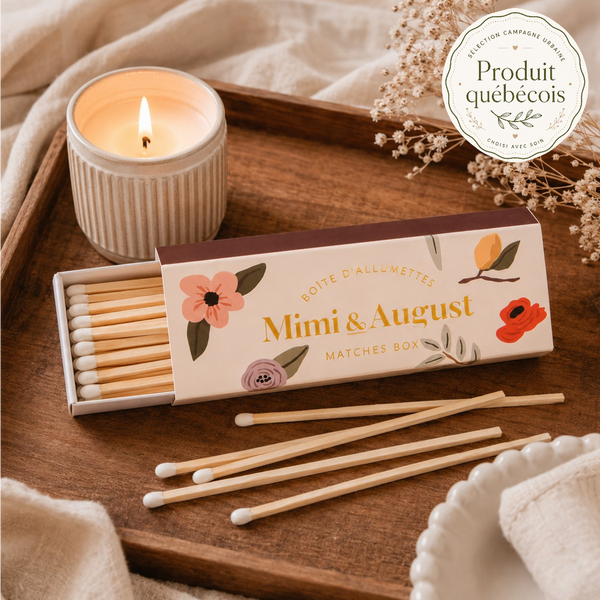 Boîte d’allumettes longues florale — Les indispensables, 30 bâtonnets