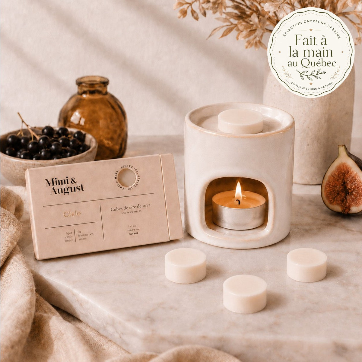 Cielo Diffuser Set — Ceramic, Scented Wax & Tealight