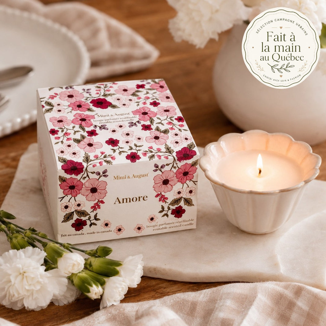 Handmade Ceramic Candle – Amore, White Tea, Grapefruit & Rose