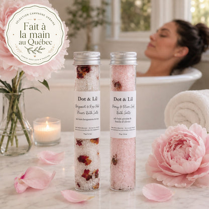 Sels de bain floraux aux huiles essentielles — Rituel SPA —  environ 3 bains par fiole