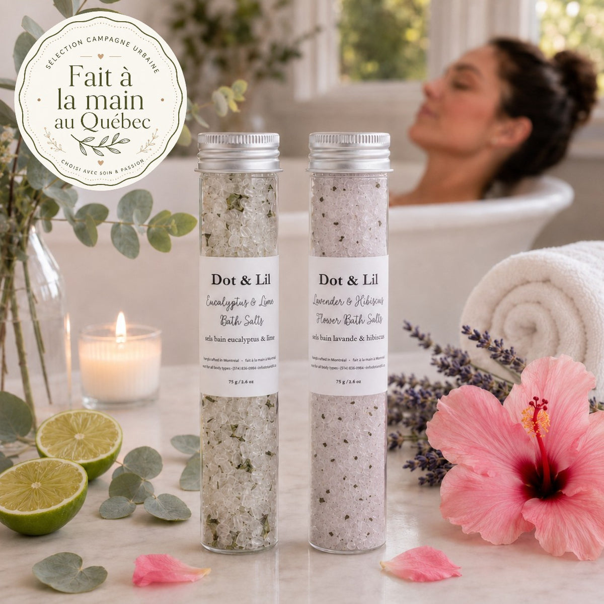 Sels de bain floraux aux huiles essentielles — Rituel SPA —  environ 3 bains par fiole