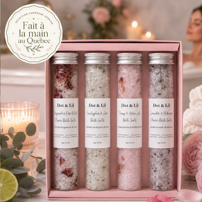 Sels de bain floraux aux huiles essentielles — Rituel SPA —  environ 3 bains par fiole