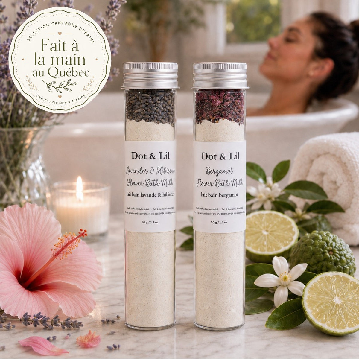 Laits de bain floraux — Dot & Lil —  2 bains par fiole