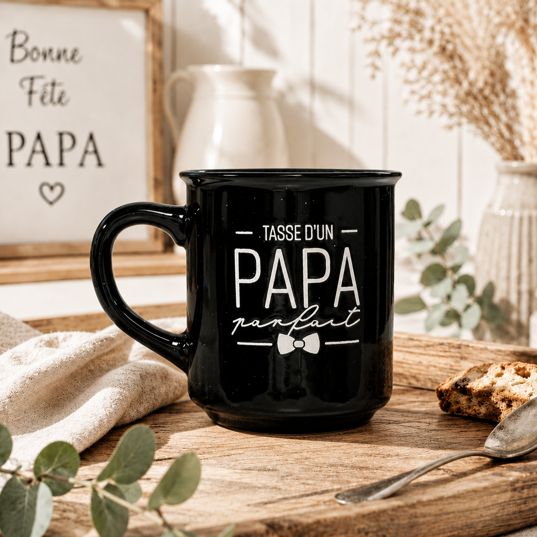 Tasse noire « Tasse d’un papa parfait »