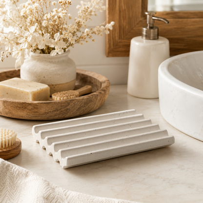 Grand porte-savon Rainures Ivoire