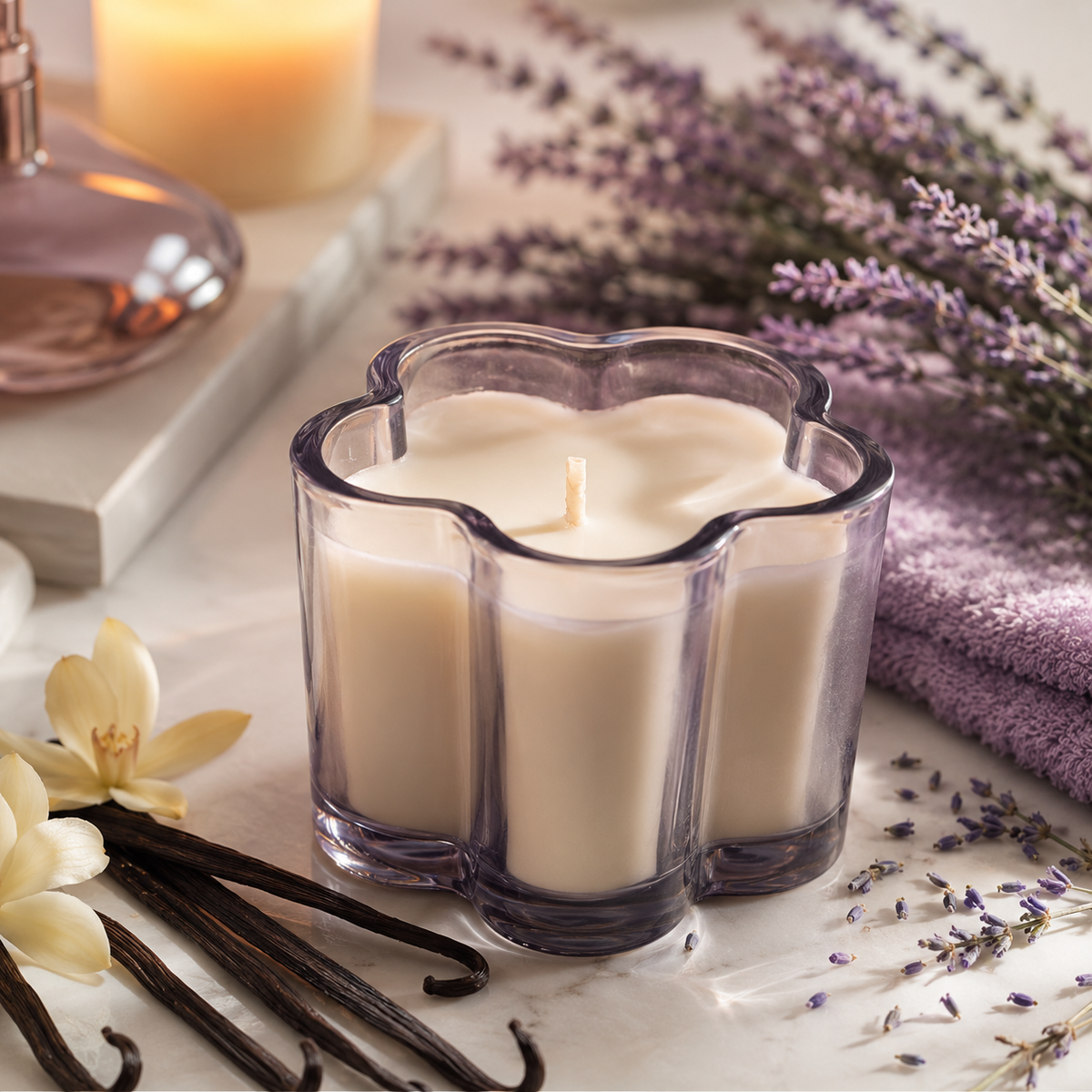 Lavender & Vanilla Flower Candle
