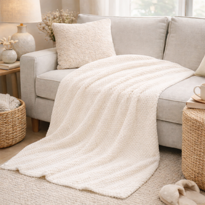Jeté texturé ultra doux – Style & confort - 4 teintes offertes