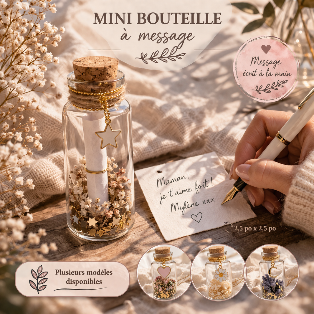 Mini bouteille à message – Collection Carte premium - 40 caractères