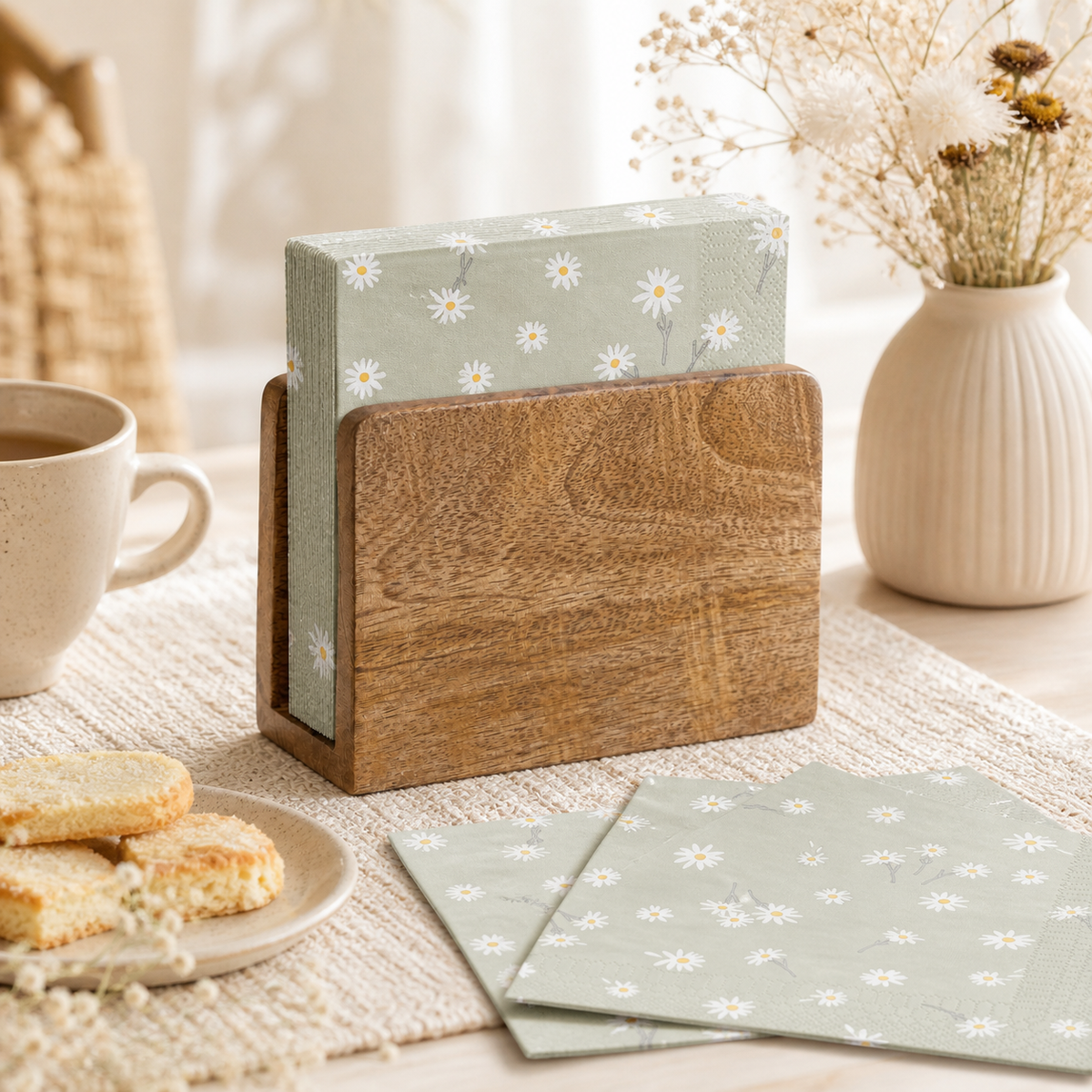 Ensemble porte-serviettes en bois avec serviettes décoratives