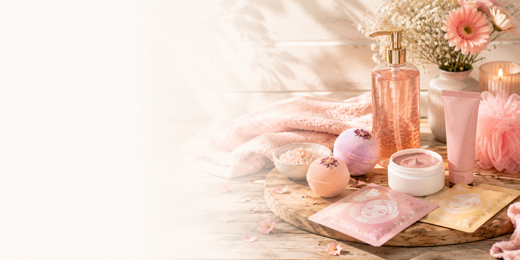 Section - Bain, douche & petits soins SPA - Des essentiels doux et parfumés pour transformer la routine en moment détente, du bain aux petits soins visage.