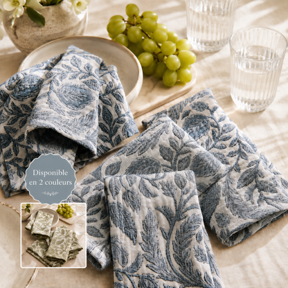 Serviette de table botanique 100 % coton – Disponible en 2 teintes