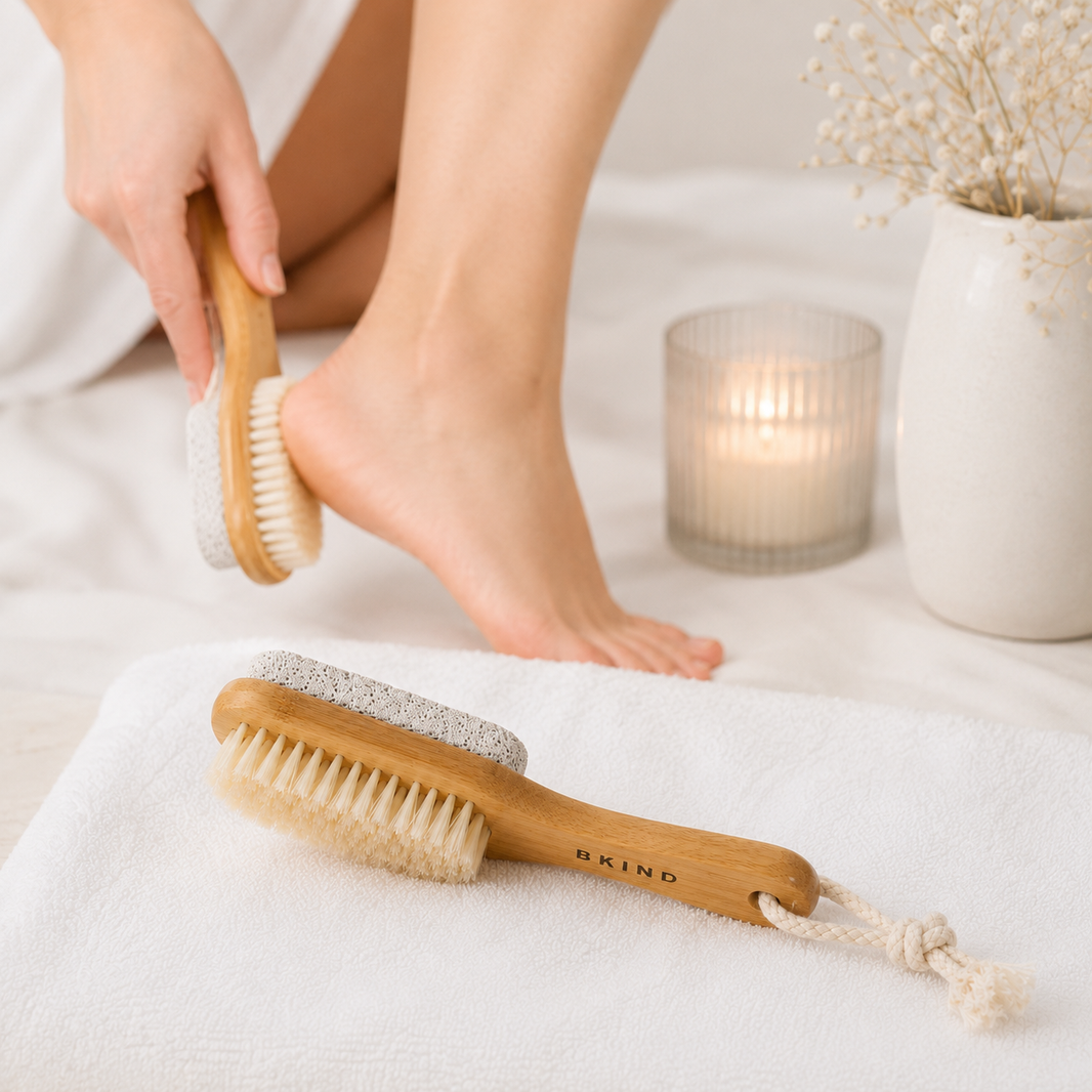 Bamboo pumice stone foot brush