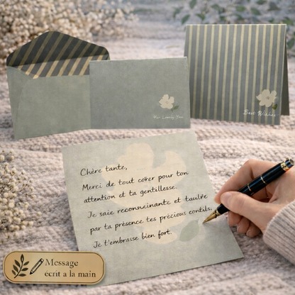Papier à lettre avec enveloppe – Carte premium - Message écrit à la main - 250 caractères