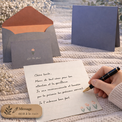 Papier à lettre avec enveloppe – Carte premium - Message écrit à la main - 250 caractères