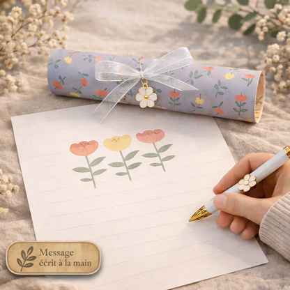 Papier à lettre roulé – Carte premium - Message écrit à la main à dérouler - 250 caractères