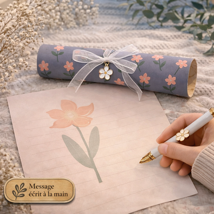 Papier à lettre roulé – Carte premium - Message écrit à la main à dérouler - 250 caractères