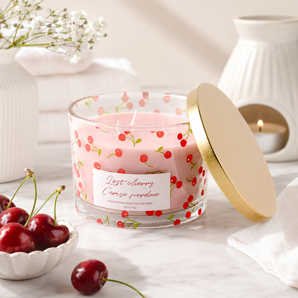 Bougie en pot de verre Cerise perdue – 12 oz