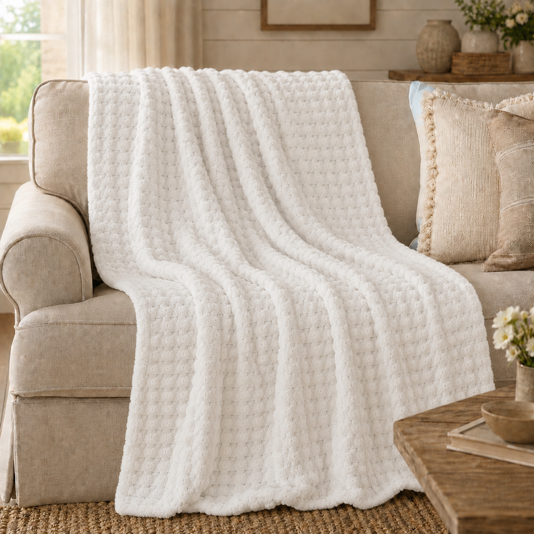 Soft and cozy ribbed faux fur throw