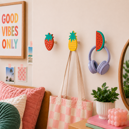 Set of 3 Wall Hooks – Colorful Fruit