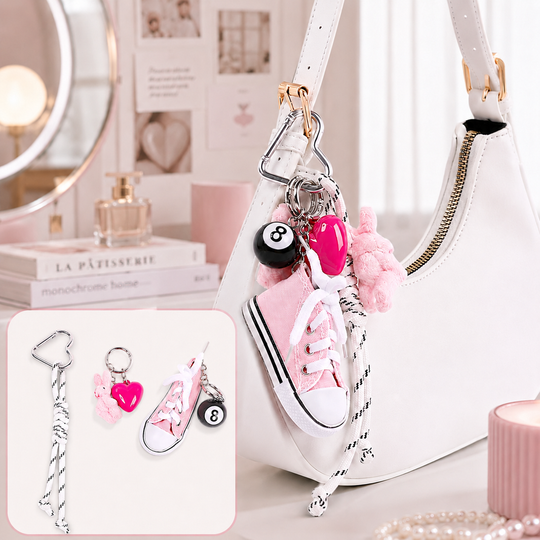 Porte-clés charms multi-styles – Rose clair