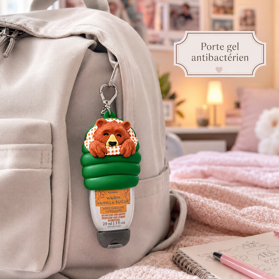 Ensemble porte-gel Ours endormi & désinfectant Warm Vanilla Sugar