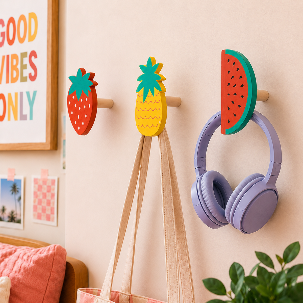 Set of 3 Wall Hooks – Colorful Fruit