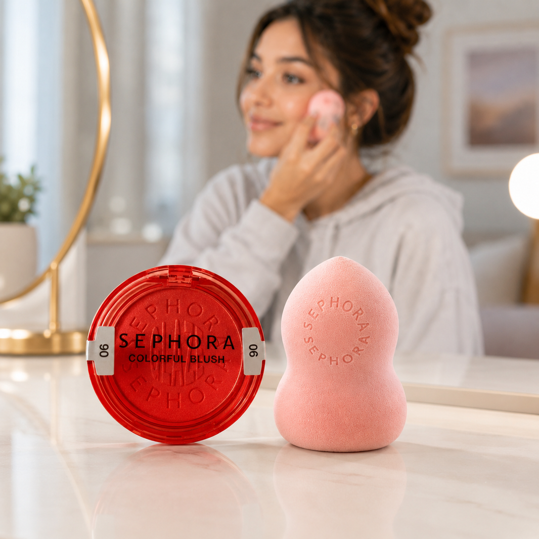 Duo teint Sephora – fard à joue Tropical Dawn & éponge maquillage