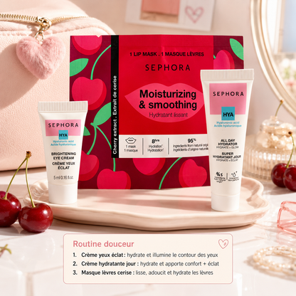Trio Hydratation Éclat – Crème visage, crème yeux & masque lèvres cerise - Sephora