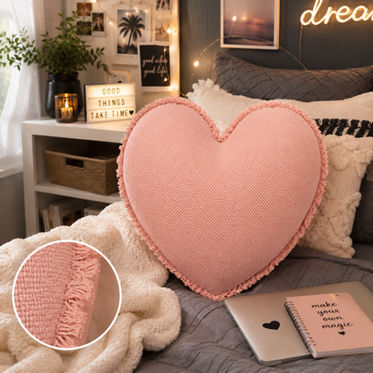 Coussin décoratif en cœur – Sekka rose poudré
