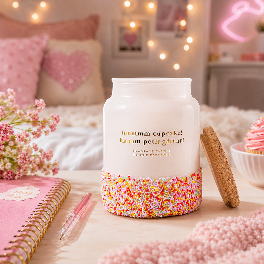 Bougies en pot de verre avec paillettes bonbons – 16 oz