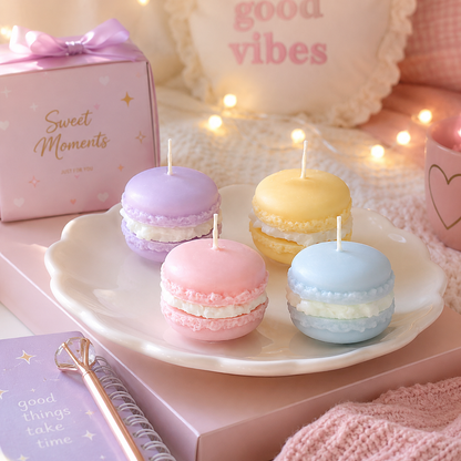 Macaron-shaped candles – set of 4