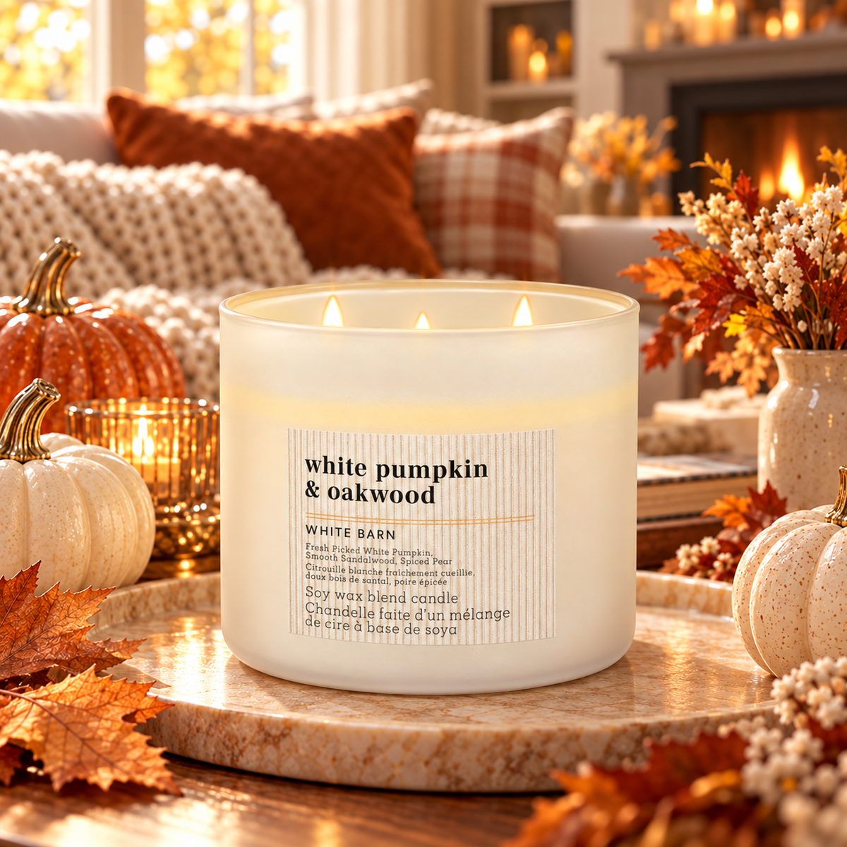 3-wick candle -White Pumpkin & Oakwood- Bath & Body Works