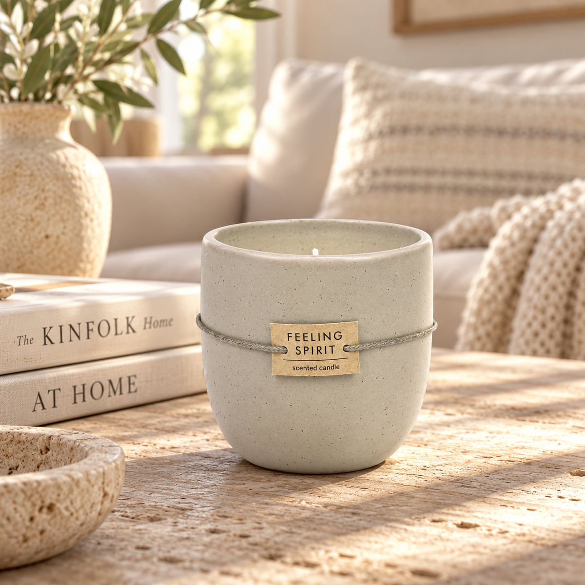 Ceramic Scented Candle – Beige – 3 in.