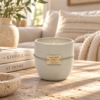 Ceramic Scented Candle – Beige – 3 in.