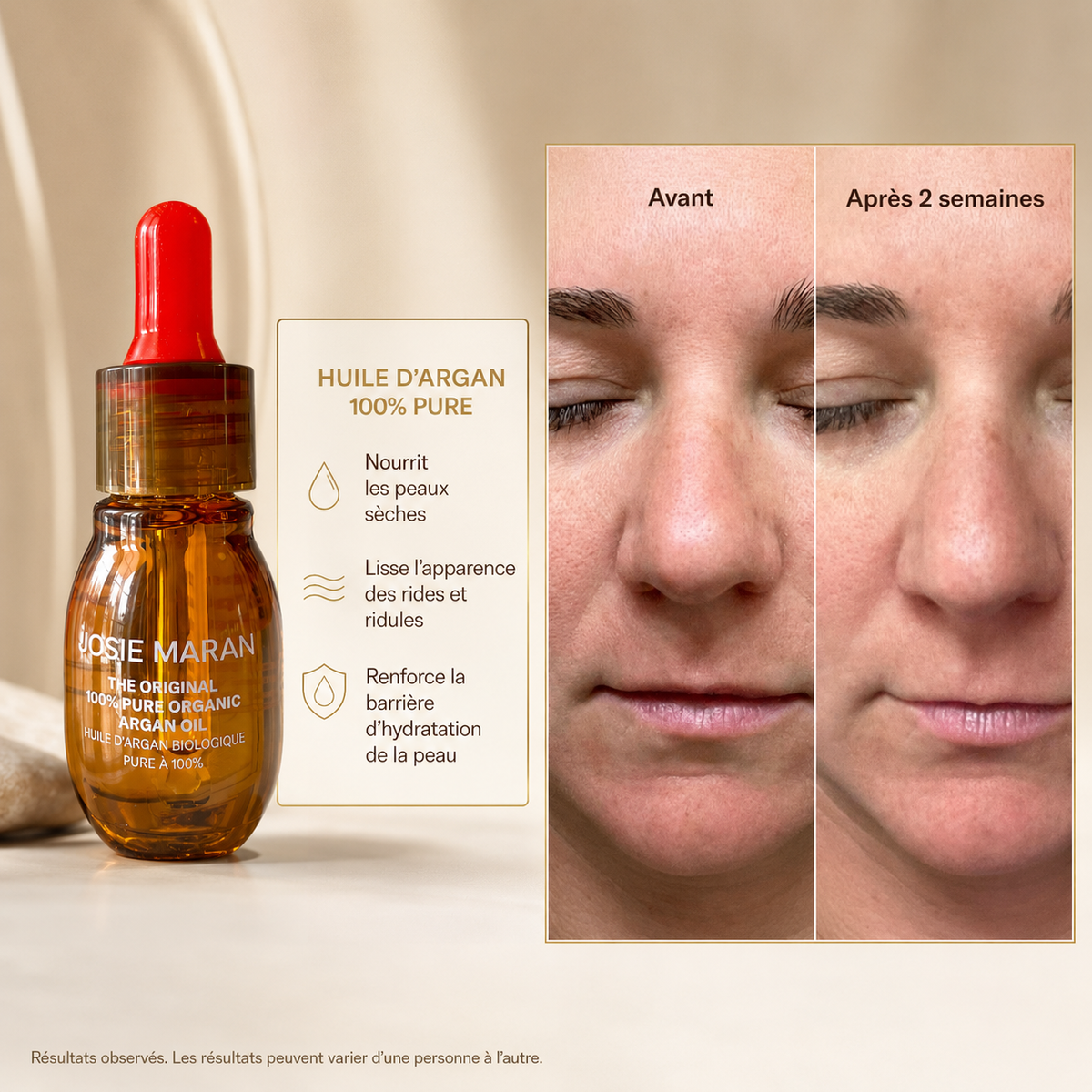 Huile d’Argan Pure — Soin Nourrissant Visage, Corps & Cheveux - Josie Maran