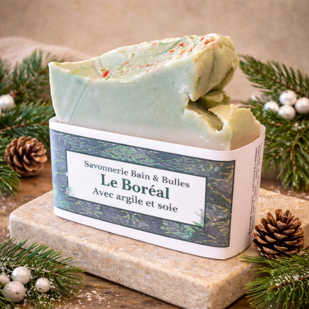 Savon en barre artisanal – Le Boréal – Savonnerie Bain & Bulles