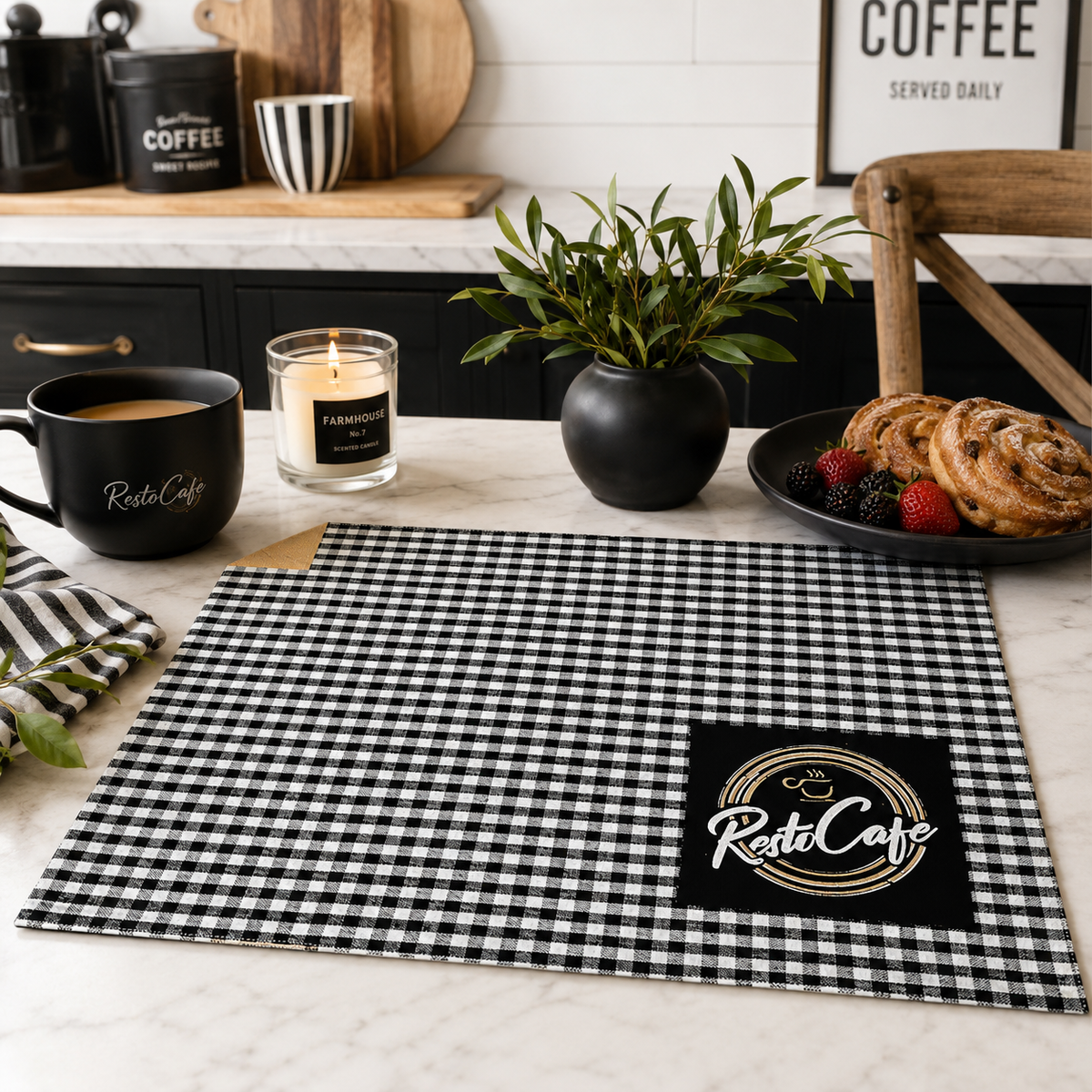 Napperons Café Bistro – Motif à carreaux
