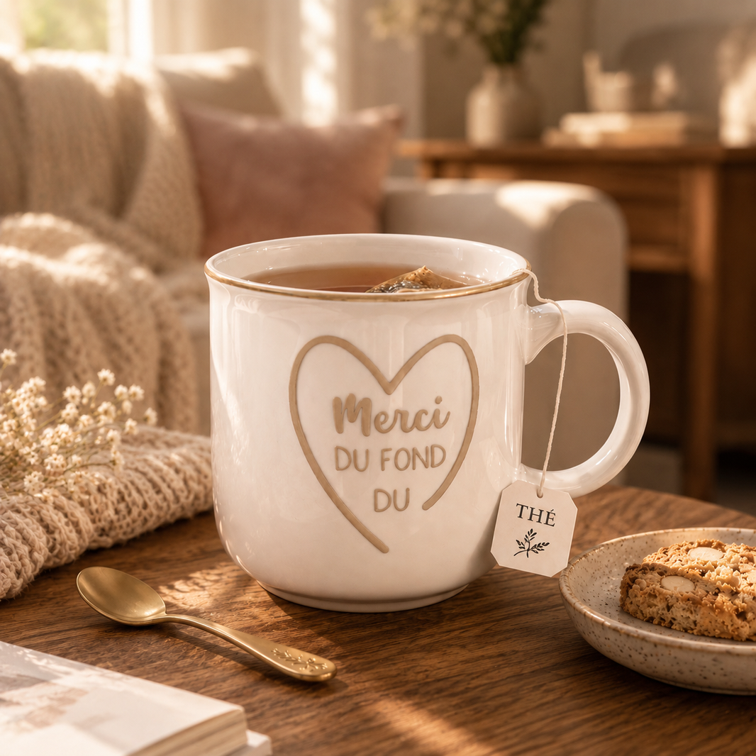 Tasse message bilingue – Merci du fond du cœur / Thank you from the bottom of my heart