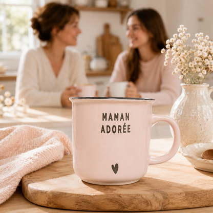 Tasse message bilingue – Maman adorée / Amazing Mom (Rose poudré)